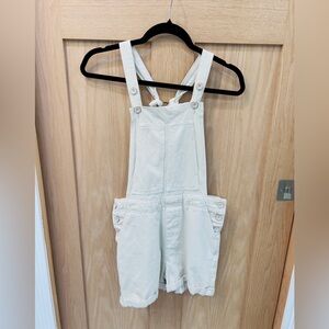 Pilcro Anthropologie Cream Denim Bib Overall Shorts